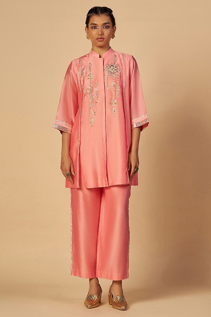 Pink Chanderi Pants by Gulabo By Abu Sandeep at Pernia's Pop Up Shop