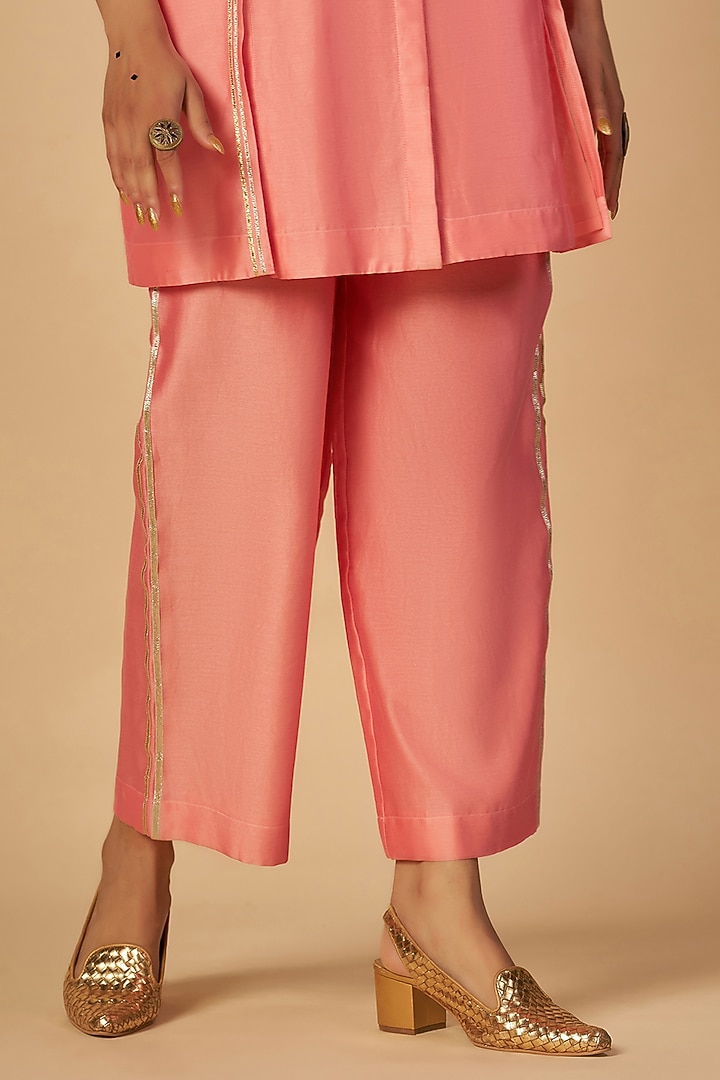 Pink Chanderi Pants by Gulabo By Abu Sandeep at Pernia's Pop Up Shop