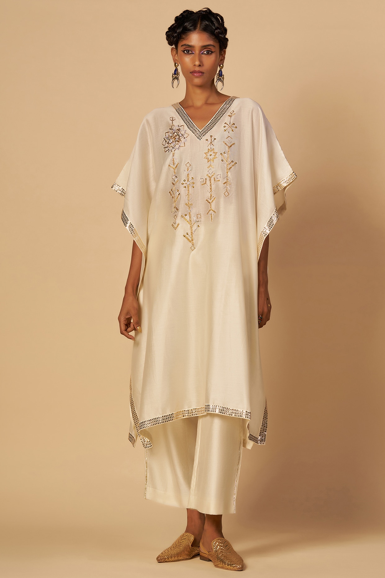 Gulabo By Abu Sandeep Off-White Chanderi Kaftan