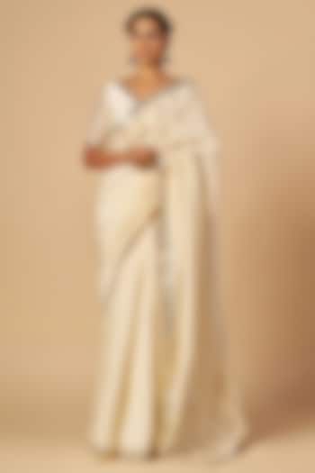 Off-White Chanderi Blouse by Gulabo By Abu Sandeep at Pernia's Pop Up Shop