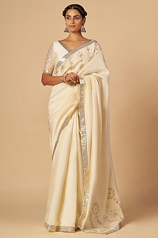 Off-White Chanderi Blouse by Gulabo By Abu Sandeep
