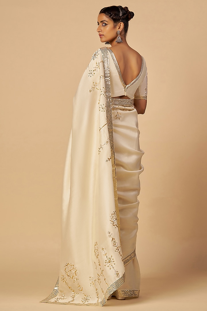 Off-White Chanderi Blouse by Gulabo By Abu Sandeep at Pernia's Pop Up Shop