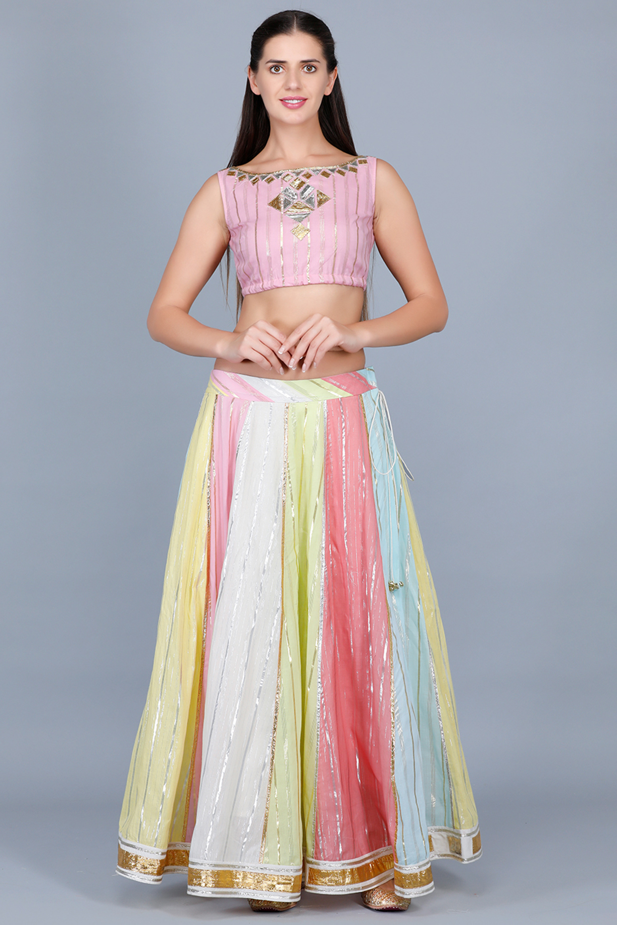 Multi-Colored Paneled Skirt by Gulabo By Abu Sandeep at Pernia's Pop Up Shop