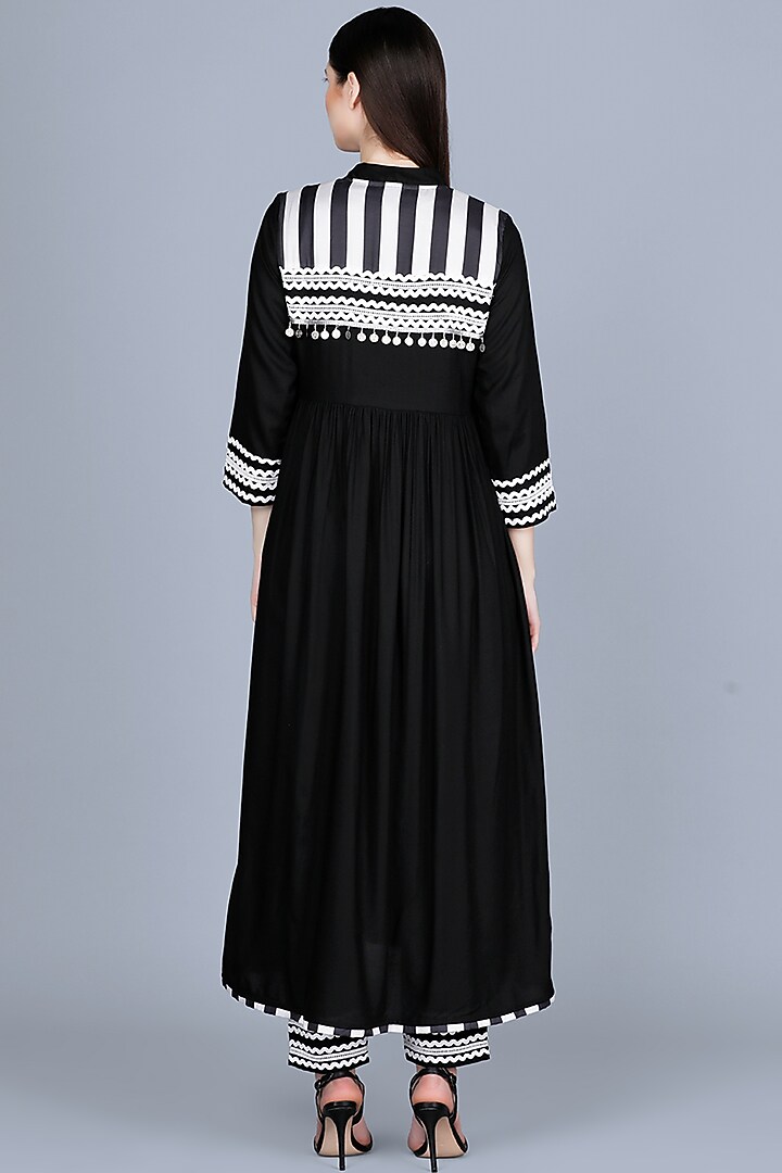 Black Front Open Embroidered Coat by Gulabo By Abu Sandeep at Pernia's Pop Up Shop