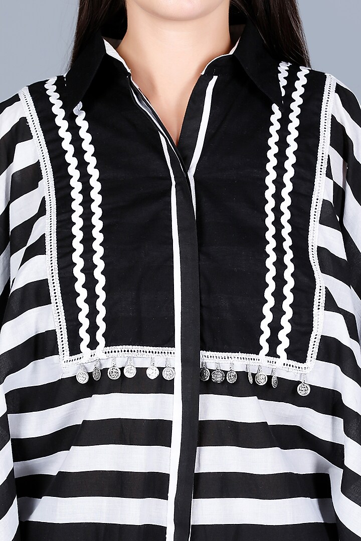 Black & White Embroidered Shirt by Gulabo By Abu Sandeep at Pernia's Pop Up Shop