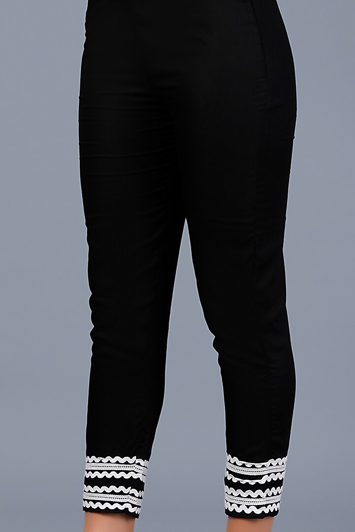 Black Viscose Cigarette Pants by Gulabo By Abu Sandeep at Pernia's Pop Up Shop
