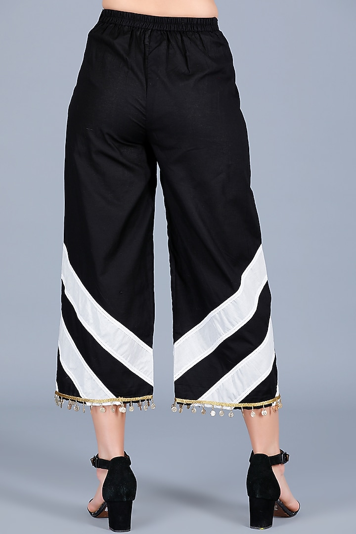 Black & Off-White Embroidered Culottes Pants by Gulabo By Abu Sandeep