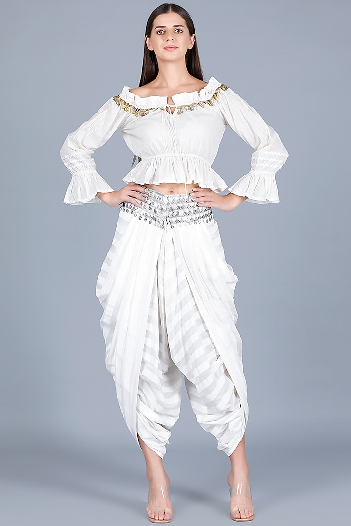 Off-White Cotton Cambric Dhoti Pants by Gulabo By Abu Sandeep