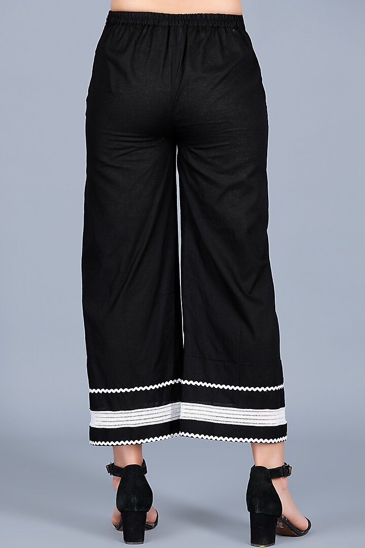 Black Cotton Cambric Pants by Gulabo By Abu Sandeep