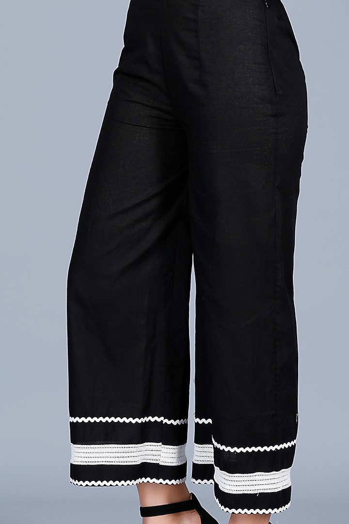 Black Cotton Cambric Pants by Gulabo By Abu Sandeep at Pernia's Pop Up Shop