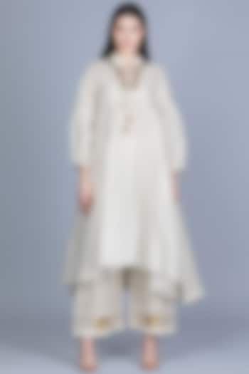 Off-White Embroidered Oversized Tunic by Gulabo By Abu Sandeep