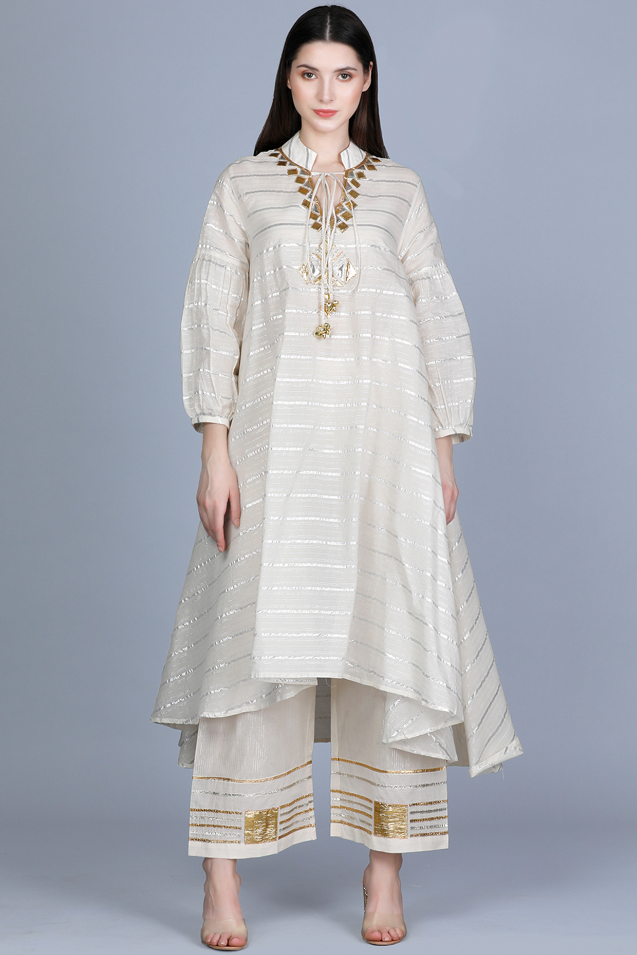 Off-White Embroidered Oversized Tunic by Gulabo By Abu Sandeep at Pernia's Pop Up Shop