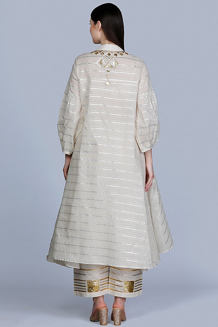 Off-White Embroidered Oversized Tunic by Gulabo By Abu Sandeep at Pernia's Pop Up Shop