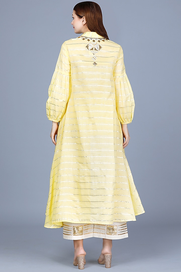 Butter Yellow Embroidered Oversized Tunic by Gulabo By Abu Sandeep at Pernia's Pop Up Shop