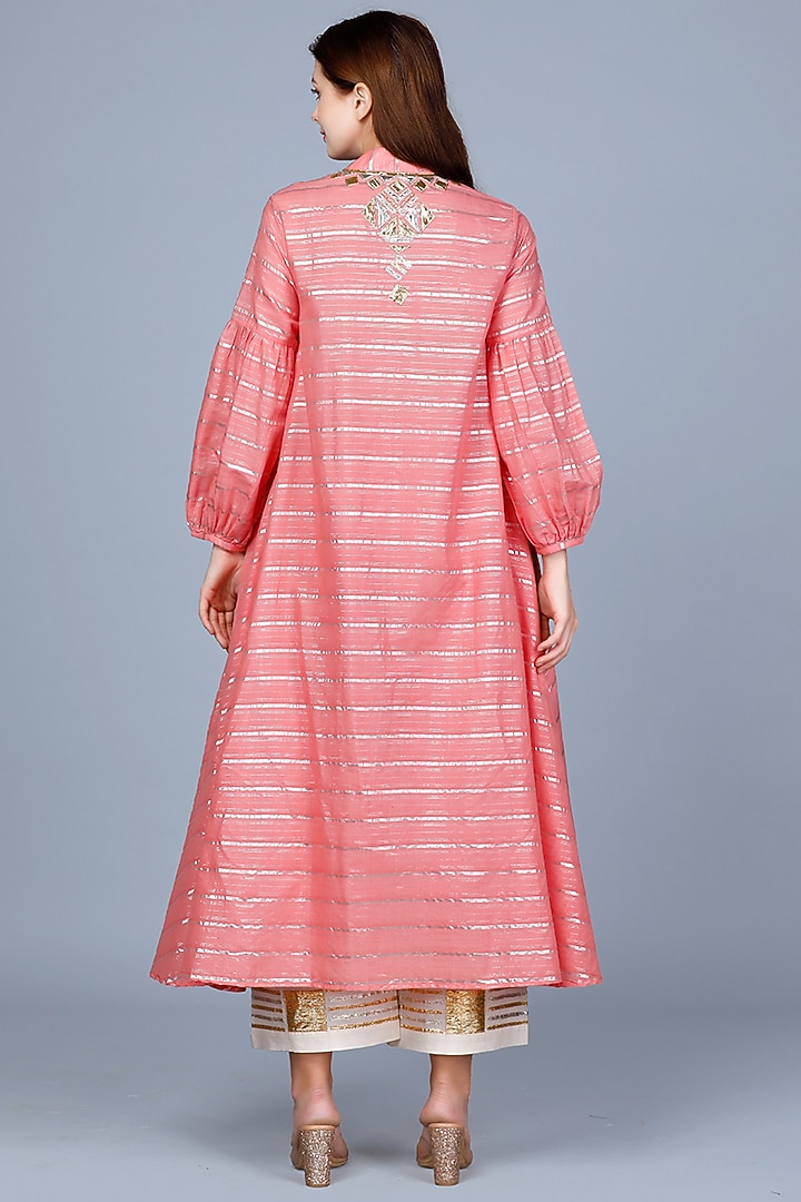 Peach Embroidered Oversized Tunic by Gulabo By Abu Sandeep at Pernia's Pop Up Shop