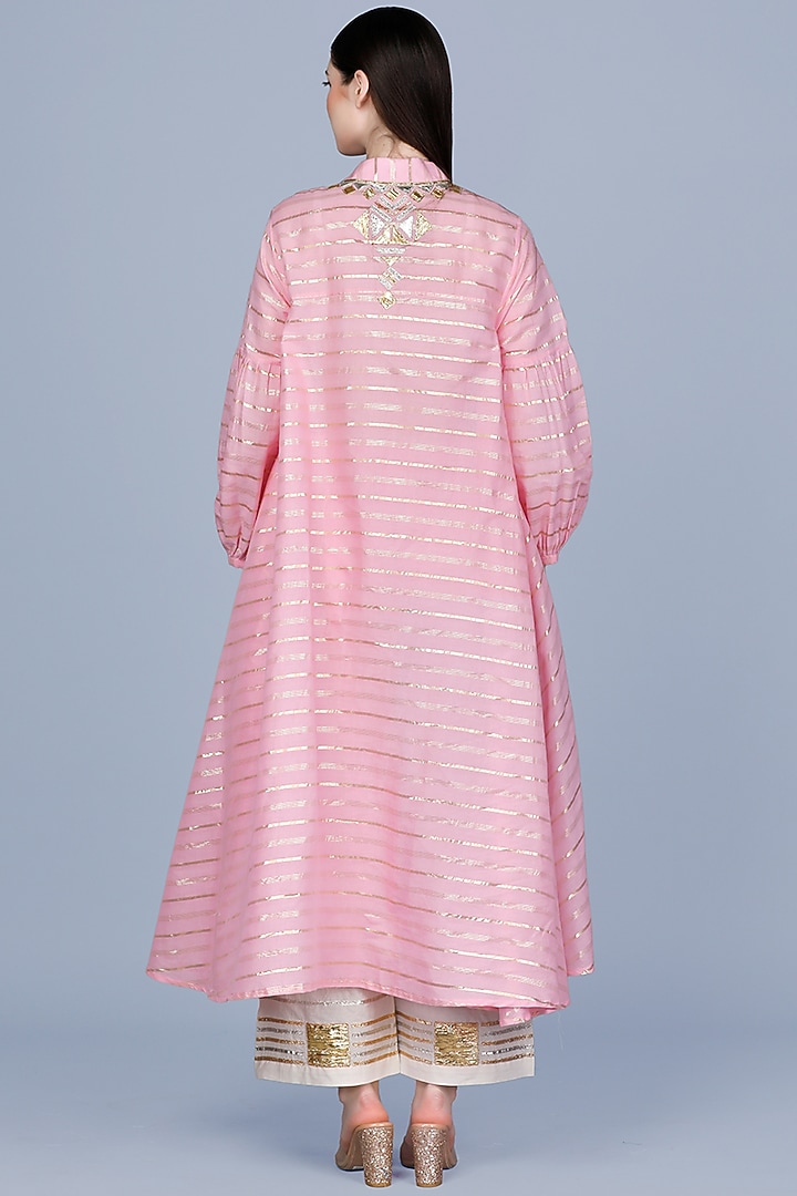 Baby Pink Embroidered Oversized Tunic by Gulabo By Abu Sandeep at Pernia's Pop Up Shop