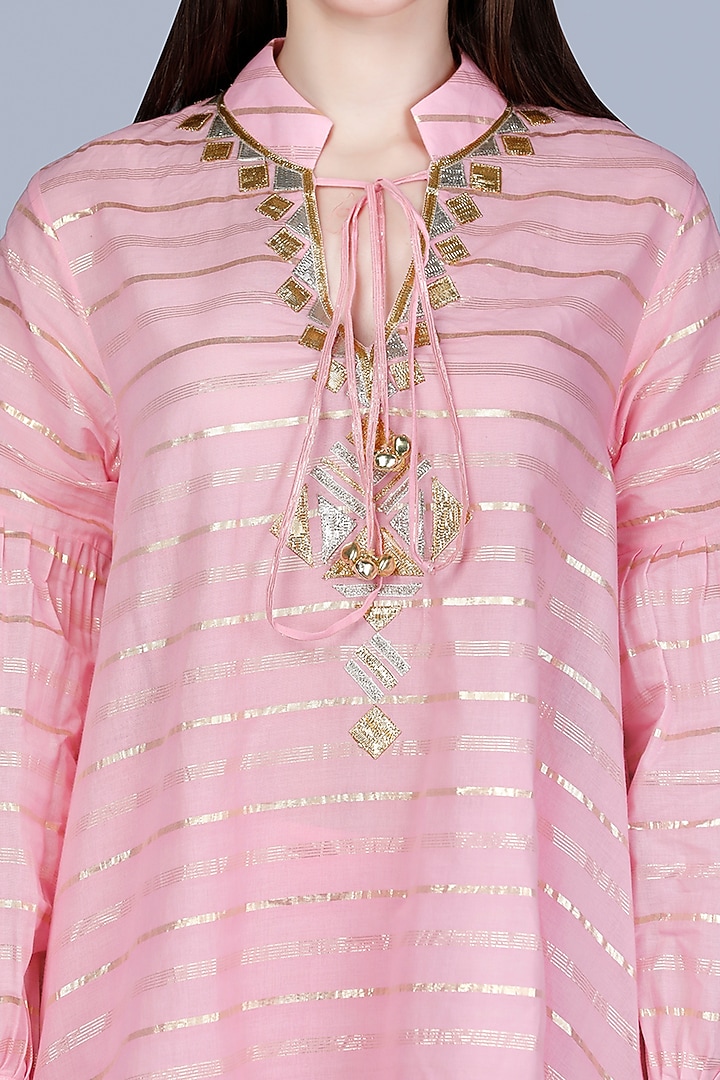 Baby Pink Embroidered Oversized Tunic by Gulabo By Abu Sandeep at Pernia's Pop Up Shop