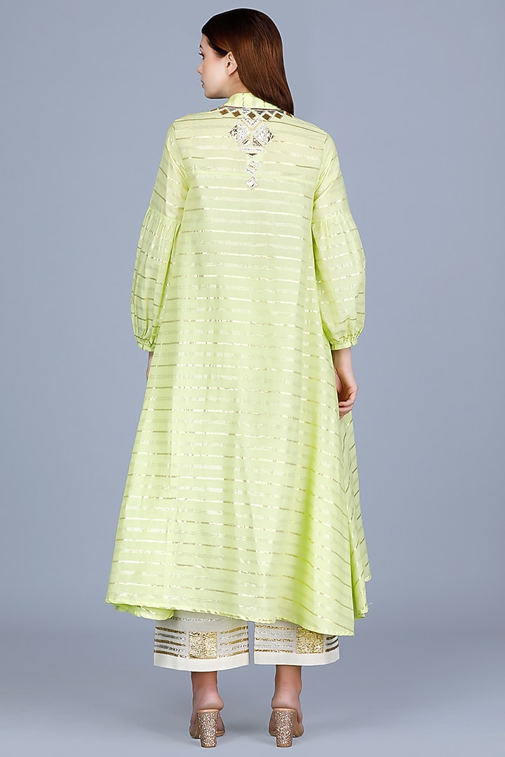 Lime Green Embroidered Oversized Tunic by Gulabo By Abu Sandeep at Pernia's Pop Up Shop