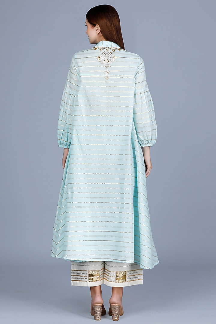 Pastel Blue Embroidered Oversized Tunic by Gulabo By Abu Sandeep at Pernia's Pop Up Shop