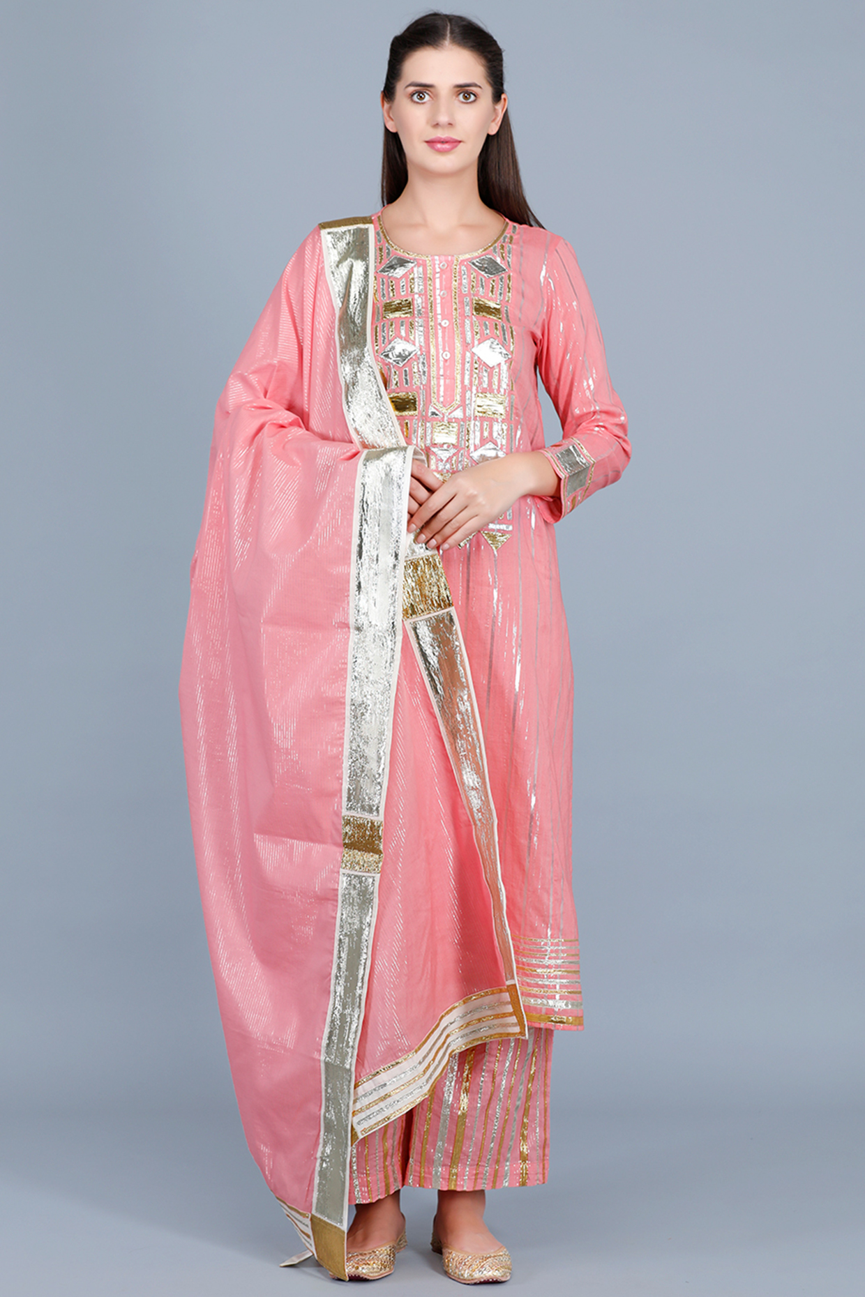 Peach Embroidered Memoni Pants by Gulabo By Abu Sandeep at Pernia's Pop Up Shop
