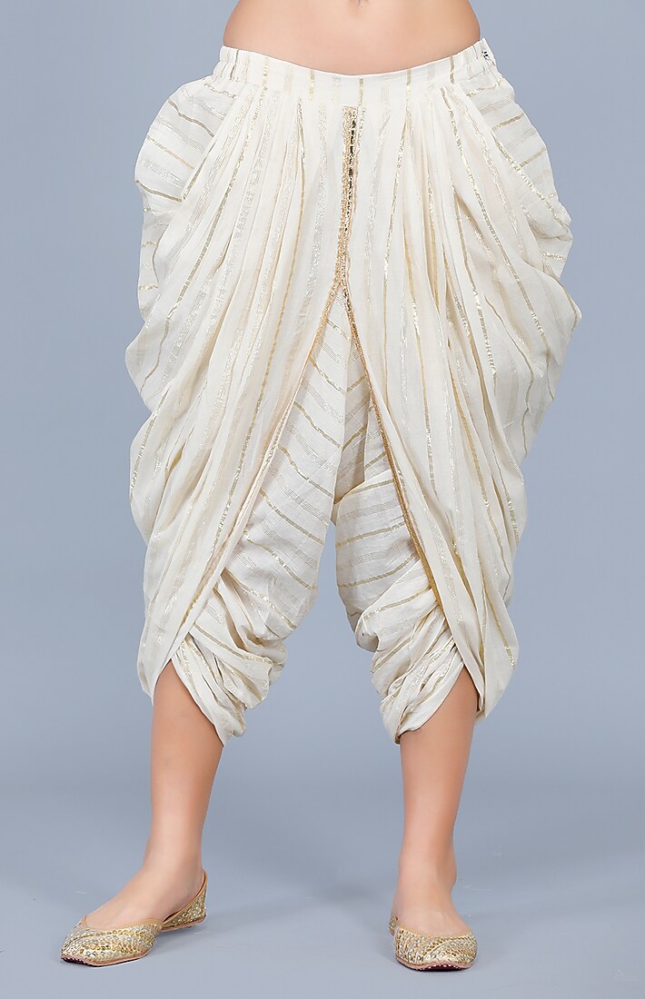 Off-White Embroidered Dhoti by Gulabo By Abu Sandeep at Pernia's Pop Up Shop