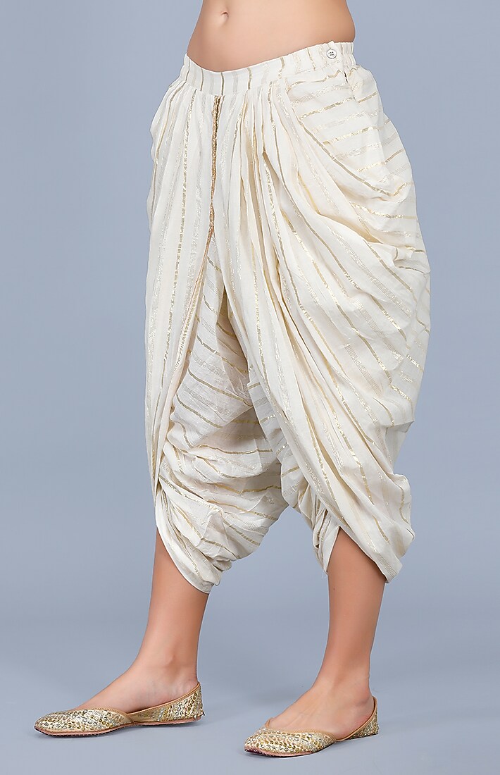 Off-White Embroidered Dhoti by Gulabo By Abu Sandeep at Pernia's Pop Up Shop