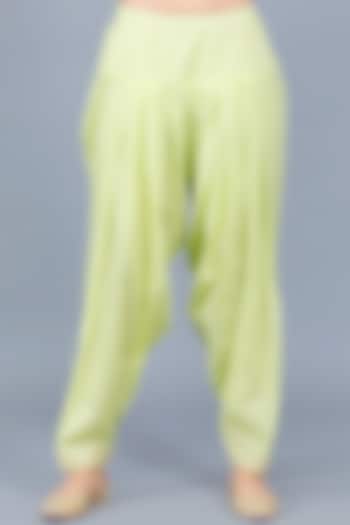 Lime Green Embroidered Salwar Pants by Gulabo By Abu Sandeep