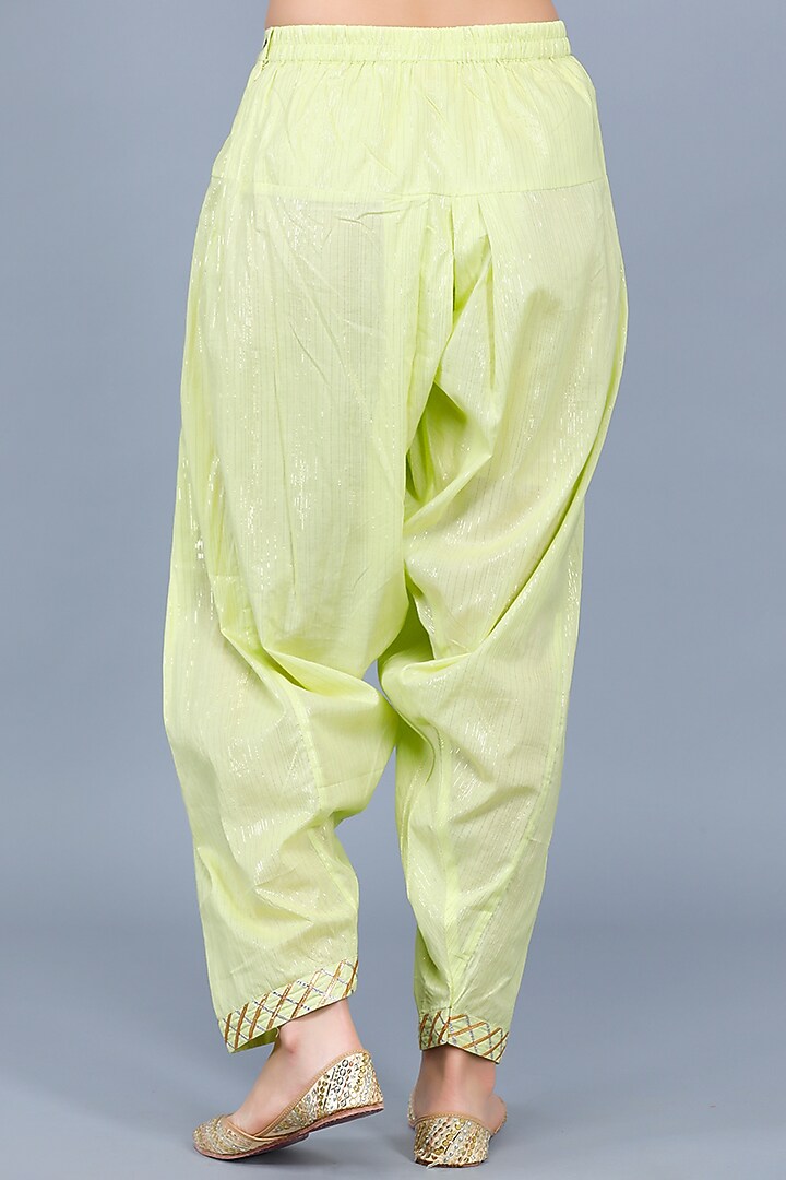 Lime Green Embroidered Salwar Pants by Gulabo By Abu Sandeep at Pernia's Pop Up Shop