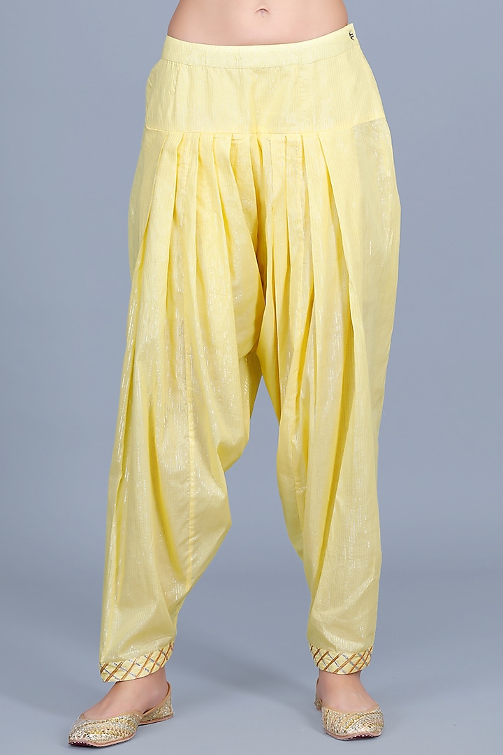 Butter Yellow Embroidered Salwar Pants by Gulabo By Abu Sandeep