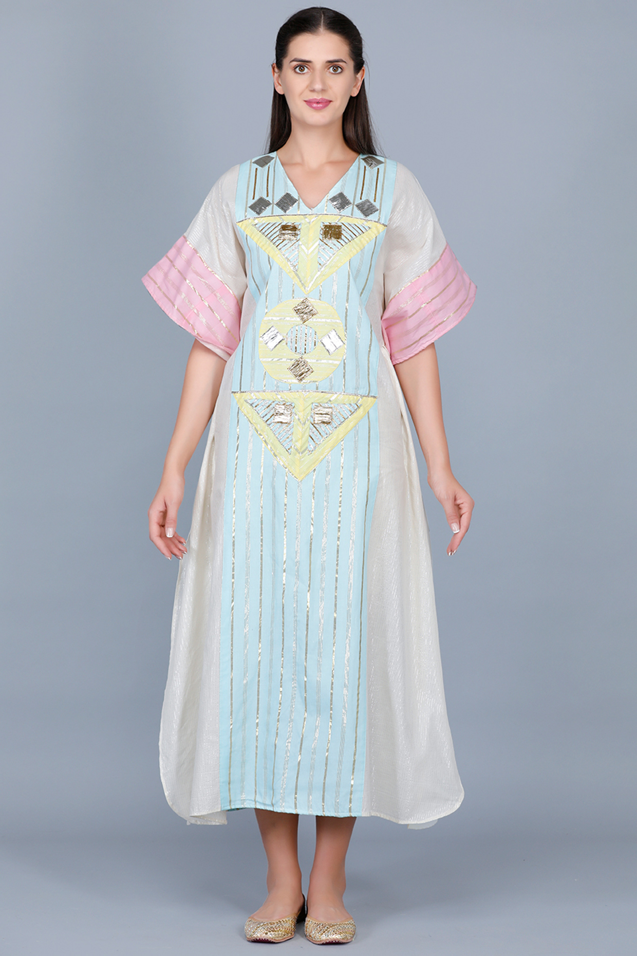 Multi-Colored Embroidered Kaftan by Gulabo By Abu Sandeep at Pernia's Pop Up Shop