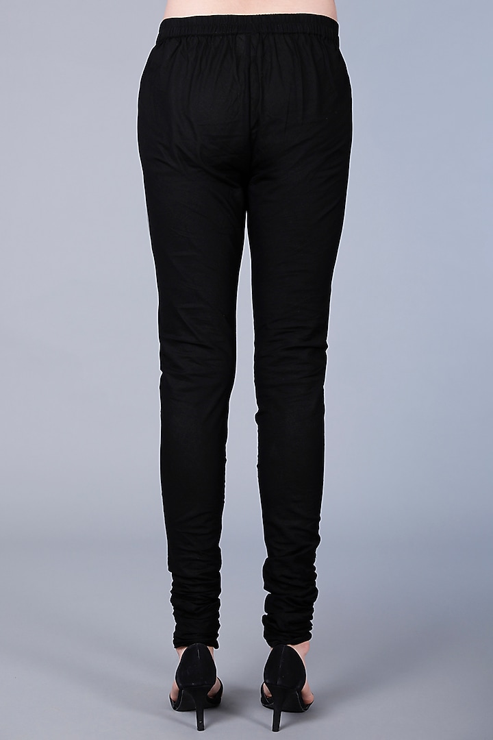 Black Embroidered Churidar Pants by Gulabo By Abu Sandeep at Pernia's Pop Up Shop