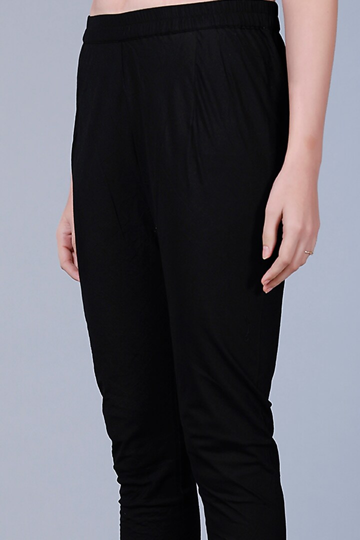 Black Embroidered Churidar Pants by Gulabo By Abu Sandeep at Pernia's Pop Up Shop
