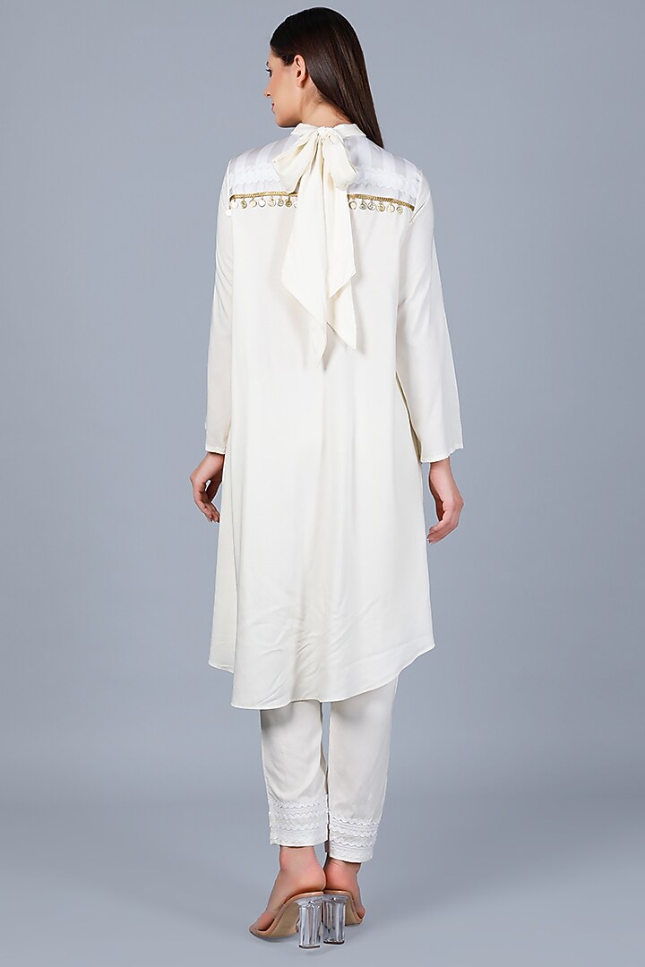 Off-White Coin Embroidered Tunic by Gulabo By Abu Sandeep at Pernia's Pop Up Shop