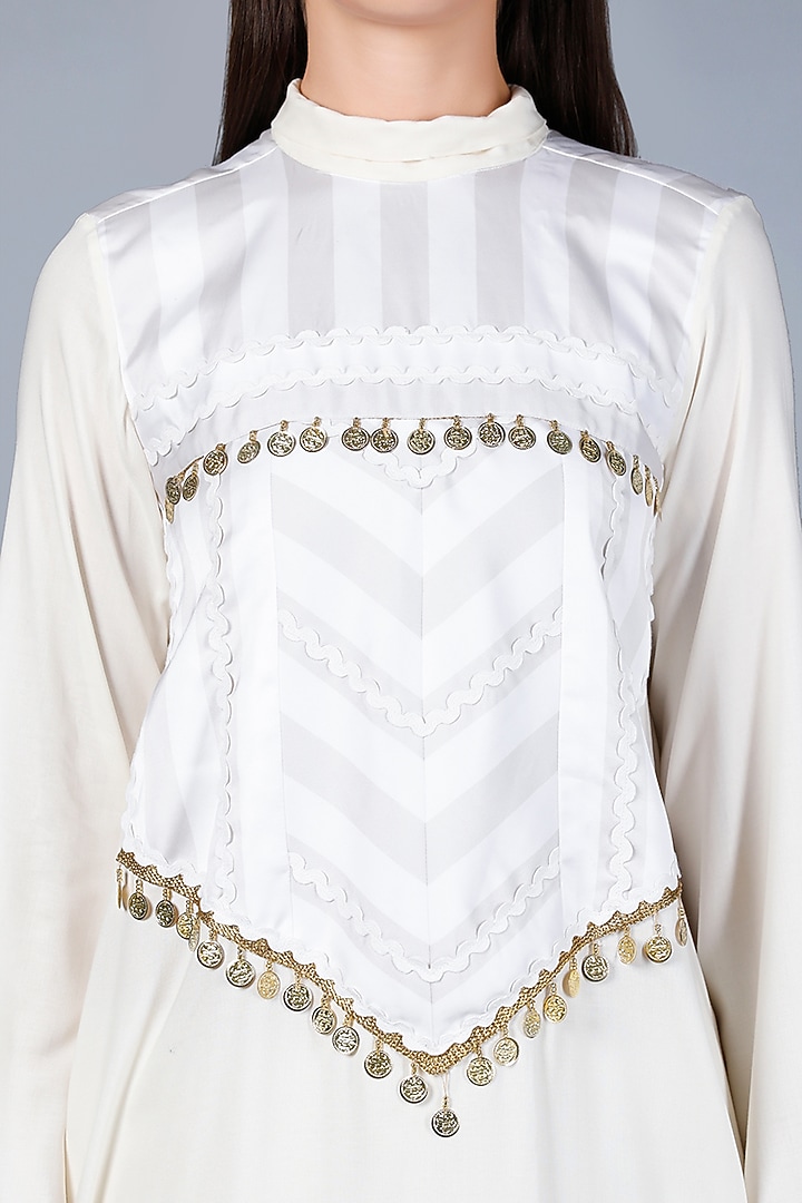 Off-White Coin Embroidered Tunic by Gulabo By Abu Sandeep at Pernia's Pop Up Shop