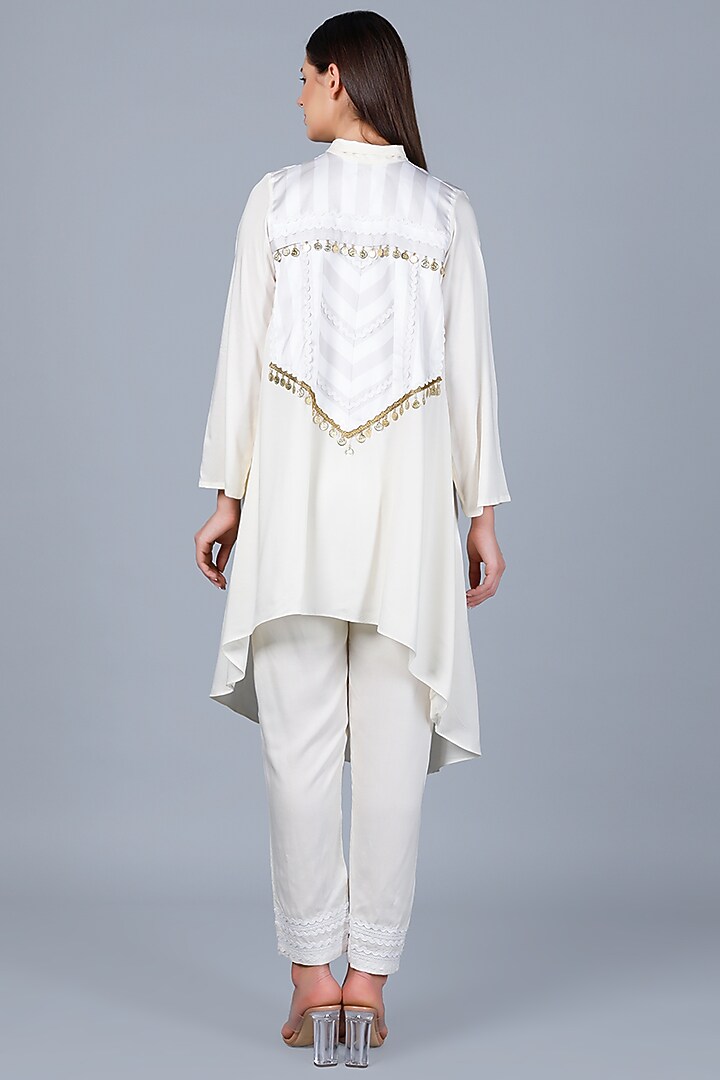 Off-White Coin Embroidered Tunic by Gulabo By Abu Sandeep at Pernia's Pop Up Shop
