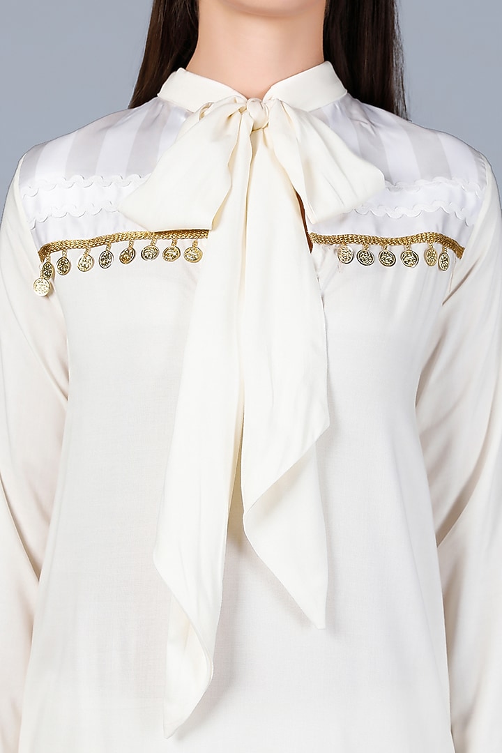 Off-White Coin Embroidered Tunic by Gulabo By Abu Sandeep at Pernia's Pop Up Shop
