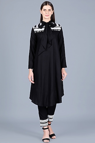 Black Coin Embroidered Tunic by Gulabo By Abu Sandeep