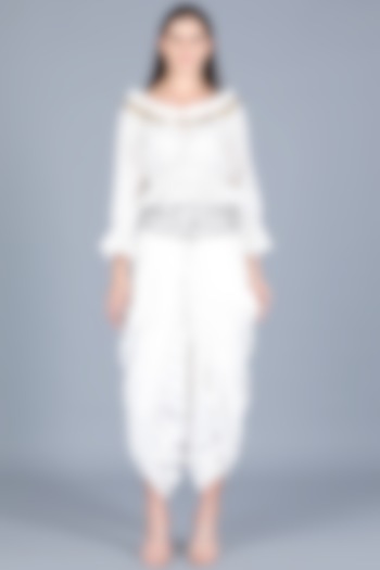 Off-White Embroidered Top by Gulabo By Abu Sandeep at Pernia's Pop Up Shop