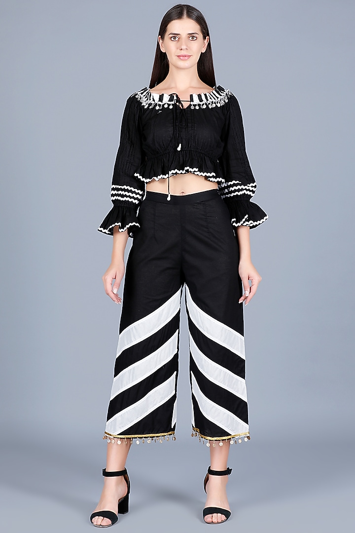 Black Embroidered Top by Gulabo By Abu Sandeep at Pernia's Pop Up Shop