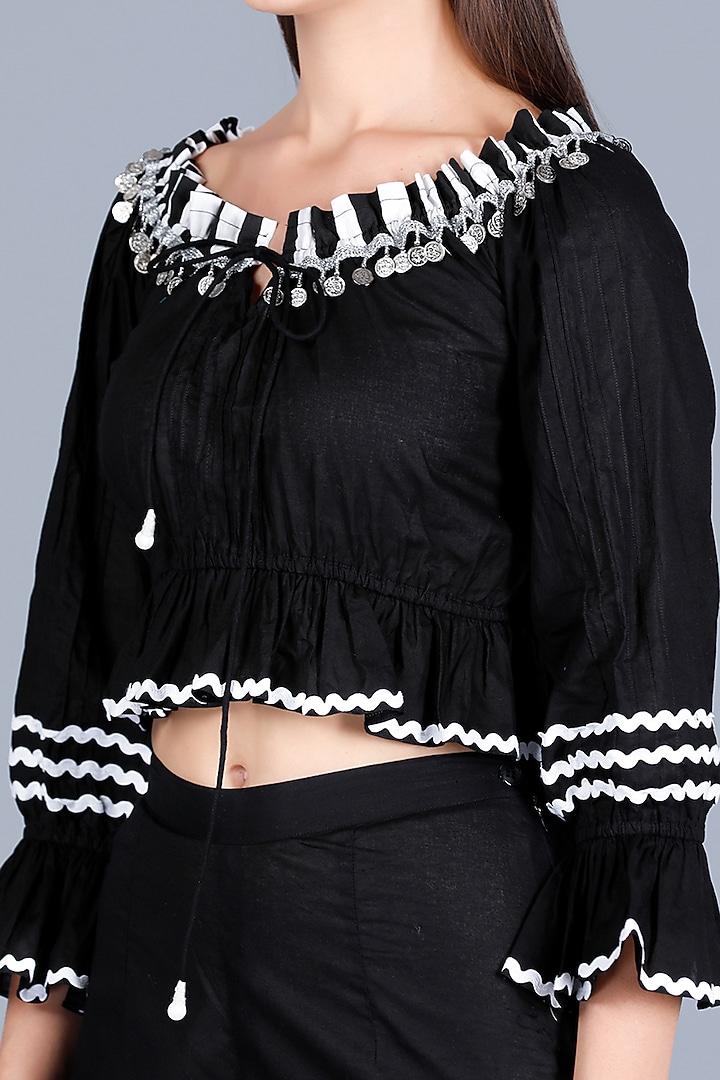 Black Embroidered Top by Gulabo By Abu Sandeep at Pernia's Pop Up Shop