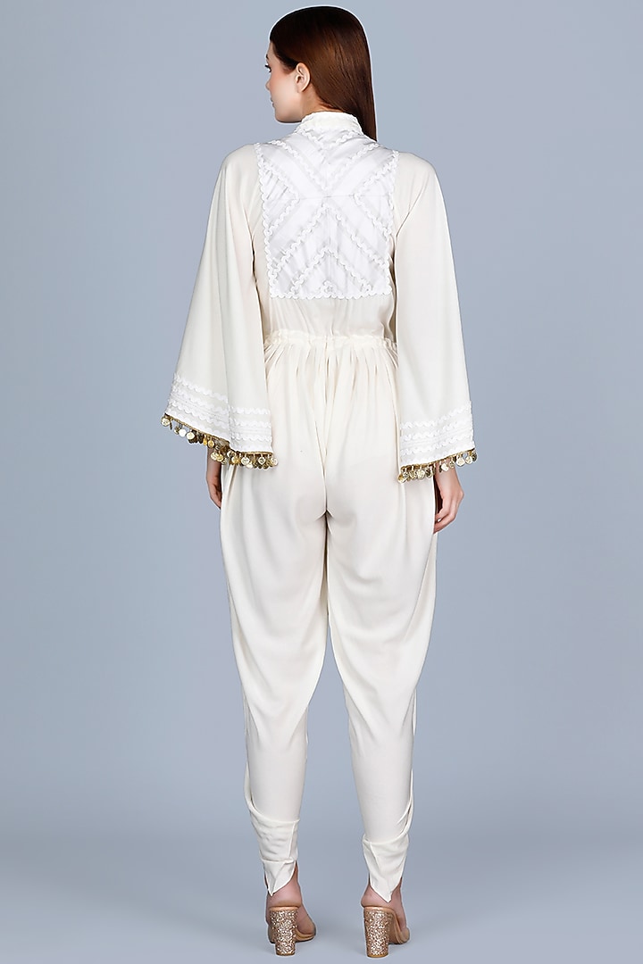 Off-White Embroidered Jumpsuit by Gulabo By Abu Sandeep at Pernia's Pop Up Shop