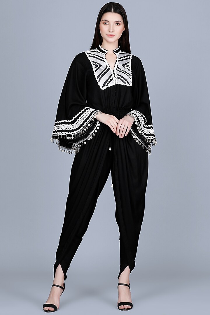 Black Embroidered Jumpsuit by Gulabo By Abu Sandeep