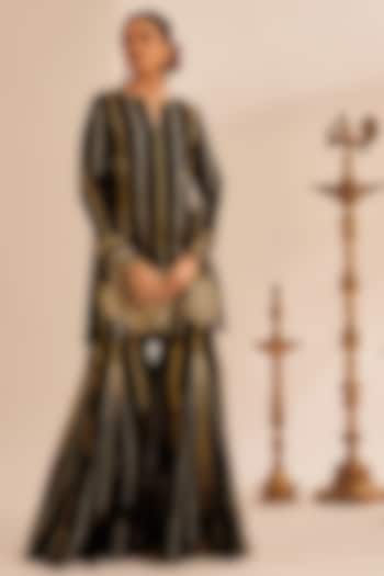 Black Chanderi Silk Embellished Pants by Gulabo By Abu Sandeep at Pernia's Pop Up Shop