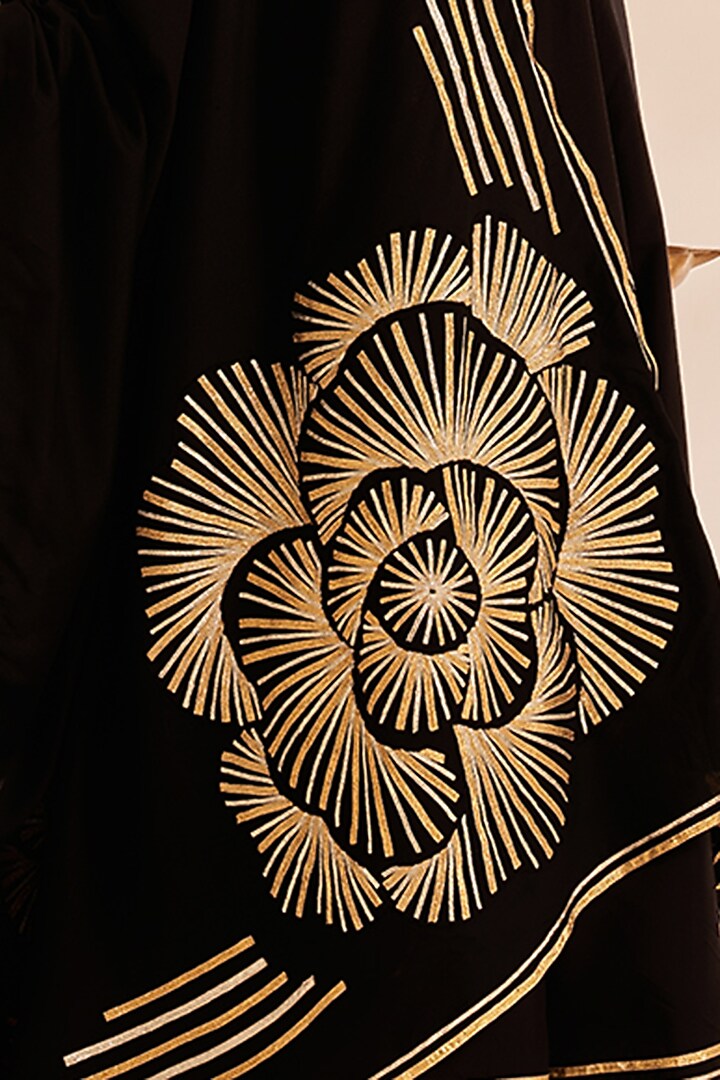 Black Chanderi Silk Gota Embroidered Dupatta by Gulabo By Abu Sandeep at Pernia's Pop Up Shop