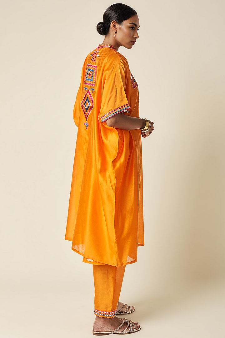 Mango Chanderi Ikat Applique Kaftan by Gulabo By Abu Sandeep at Pernia's Pop Up Shop