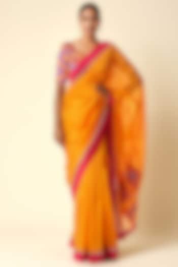 Mango Chanderi Ikat Applique Party Wear Saree by Gulabo By Abu Sandeep at Pernia's Pop Up Shop