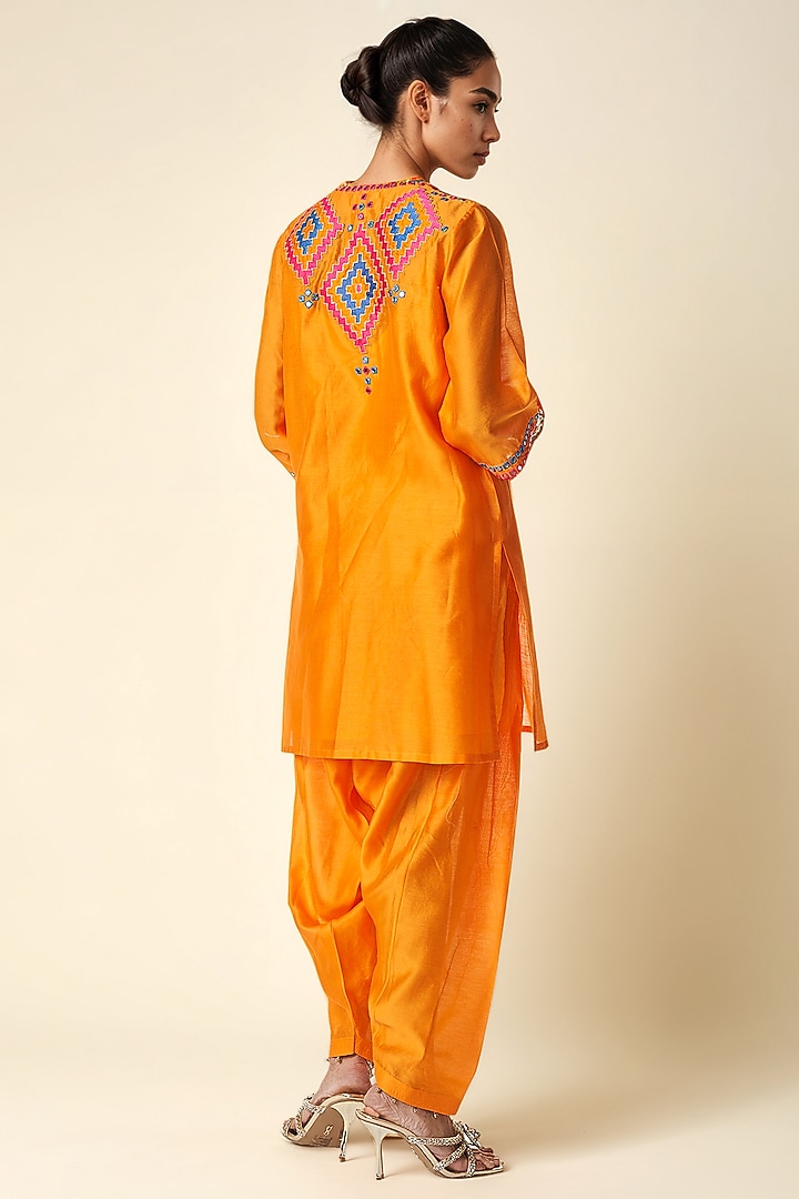Mango Chanderi Ikat Motif Short Kurta by Gulabo By Abu Sandeep at Pernia's Pop Up Shop