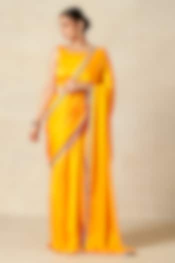 Mango Yellow Modal Satin Sleeveless Blouse by Gulabo By Abu Sandeep at Pernia's Pop Up Shop