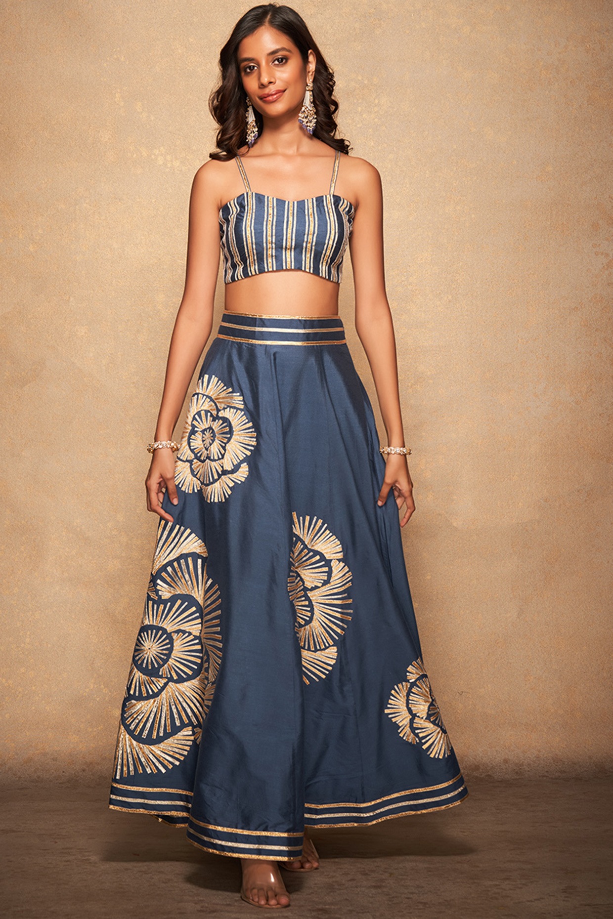 Buy Missprint Black Chanderi Top And Skirt Set Online  Aza Fashions