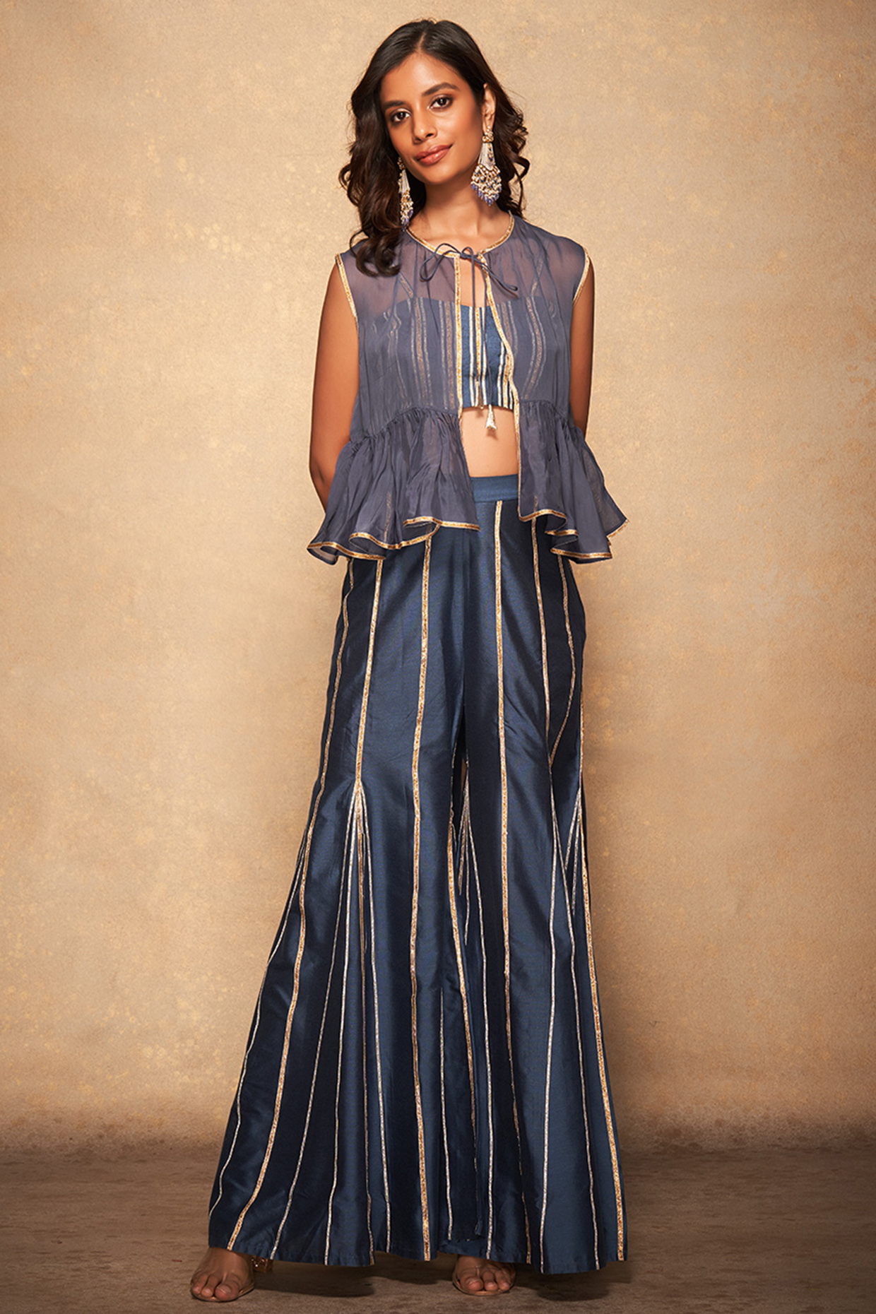 Blue Pure Chanderi Silk Embroidered Overlay by Gulabo By Abu Sandeep at Pernia's Pop Up Shop